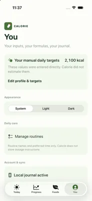 Calorie You settings